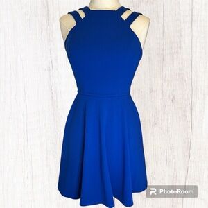 Women’s Royal Blue Strappy High-Neck Cocktail/Homecoming Dress Sz 7 By B. Smart